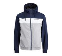JACK & JONES JJERUSH Blocking Hood Bomber Jacket, Bleu Marine Blazer, M Hommes