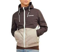 JACK & JONES Jjerush Hood Bomber Noos Blouson, Paillage/détail : Crockery/White Blocking, XS Homme
