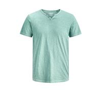 Jack & Jones JJESPLIT T-Shirt Basique pour Homme, col en V, Manches Courtes, en Jersey de Coton, avec Boutons, Bleu minéral., L