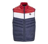 JACK & JONES Jjesprint Bodywarmer Collar Gilet, Navy Blazer/Detail:White/True Red Blocking, M Homme