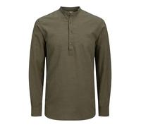 JACK & JONES Jjesummer Ls Sn T-Shirt Demi Placket Chemise à Manches Longues, Vert Olive, S Hommes