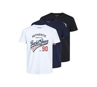 JACK & JONES T-Shirt 'Ethan' bleu marine / rouge / noir / blanc, Taille XXL