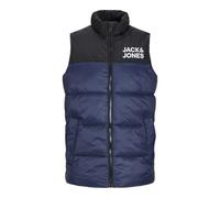 JACK & JONES Jjetoby Bodywarmer Collar Sn Jnr Garçon Jacket, Bleu Marine/Imprimé : Logo Jack & Jones Blanc Sur la Poitrine, 152
