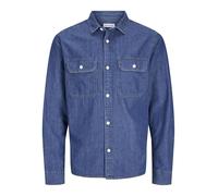 JACK & JONES Jjetravis Ls Noos T-Shirt Chemise à Manches Longues, Denim Bleu médium, M Hommes