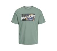 Jack & Jones JJHAWAII Shape Tee SS Crew Neck LN T-Shirt pour Homme, Iceberg Green, S