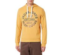 JACK & JONES Jjmikk Sweat Hood Sweatshirt à Capuche, Honey Gold/Imprimé : Grand, XL Homme