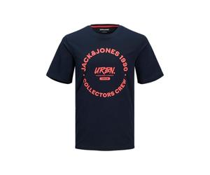 JACK & JONES Jjsimon Tee SS Crew Neck T-Shirt, Sky Captain/Imprimé : Grand, M Hommes