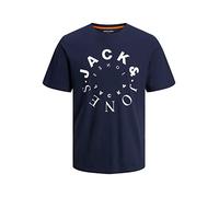 JACK & JONES Jjwarrior Tee S Crew Neck T-Shirt, Navy Blazer/Print:big, M Homme
