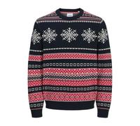 JACK & JONES Jjxmas Noel Knit Crew Neck, Sky Captain, M Homme