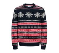 JACK & JONES Pull-over 'MAS NOEL' bleu nuit / mélange de couleurs, Taille XL