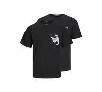 JACK & JONES Joraruba Convo Pocket Tee SS Mix 2pk MP T-Shirt, Noir/Pack : Noir, L Hommes