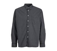 JACK & JONES Jorbill T-Shirt surdimensionné Ls Cbo Chemise, Noir/Rayures :, L Homme