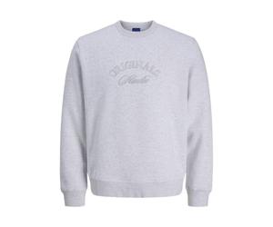 JACK & JONES Jorbleecker Branding Sweat Crew BF, Blanc éclatant, XS Homme