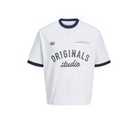JACK & JONES Jorcambridge Ringer Front T-Shirt SS CN, Blanc éclatant., XL