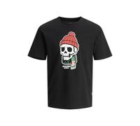 JACK & JONES Jorholiday SS CN T-Shirt Motif tête de Mort, Noir, XXL