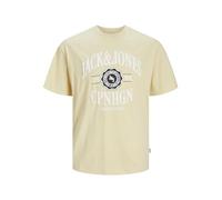 JACK & JONES Jorlucca Branding Tee SS Crew Neck T-Shirt, Paille Italienne, L Homme