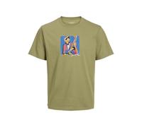JACK & JONES Jormanchester Cubism Front Tee SS CN, Vert cèdre, XS