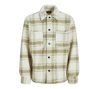 JACK & JONES Jornewton Teddy Overshirt Ls Chemise à Manches Longues, Blanc Antique/Carreaux : Carreaux, L Hommes