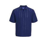 JACK & JONES Jorparos Knit Easter SS Crochet Polo, Ocean Cavern, M Hommes