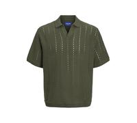 JACK & JONES Jorparos Knit Easter SS Crochet Polo, Vert Olive, S
