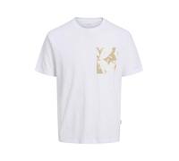 Jack & Jones Jorsplit AOP Pocket Tee SS Crew Neck, Blanc éclatant., M