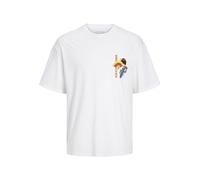 JACK & JONES JORTOKYO Market T-Shirt SS Crew Neck TG, Blanc Brillant/Impression : Noir, S