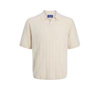 JACK & JONES Jorvarenna Knit SS Split Neck, Crème, XS Hommes
