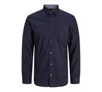 JACK & JONES Jprblabarnes Detail Dobby L/S T-Shirt Sn, Bleu Nuit, S Hommes