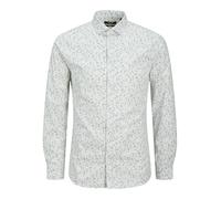 JACK & JONES Jprblablackpool Print L/S Shirt Sn, Blanc, M Hommes