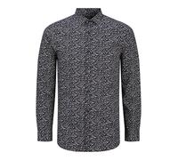 JACK & JONES Jprblablackpool Print L/S Shirt Sn, Bleu Nuit, L Hommes