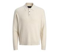 JACK & JONES Jprblaedgar Knit Polo Ls, Doublure argentée, L Hommes