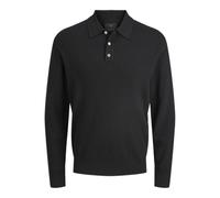 JACK & JONES Jprblaedgar Knit Polo Ls, Noir, S Hommes