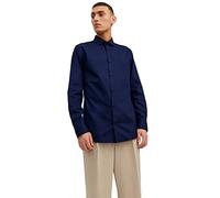 JACK & JONES Jprblaparker L/S Noos T-Shirt Chemise, Bleu Marine/Coupe : Coupe ajustée, XL Homme