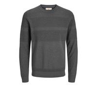 JACK & JONES Jprblunoah Knit Crew Neck BF Pull en Tricot pour Homme, Gris Charbon/détail : torsadé/Structure placée, XS