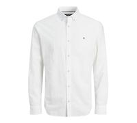 JACK & JONES Jprblusummer Shield Chemise à Manches Longues L/S pour Homme, Blanc/Coupe : Slim fit., S