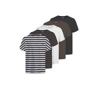 JACK & JONES Jprcclogan Lot de 5 t-Shirts à col Rond, Cloud Dancer-Pack : Noir Ardoise + Noir + 2xnightsky (rayés), L Hommes