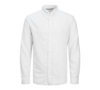 JACK & JONES Jprccmaze Linen T-Shirt L/S boutonné Chemise à Manches Longues, Blanc Vif/Coupe : Confort, M Homme