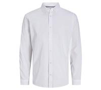 JACK & JONES Jprccpoplin T-Shirt Confortable avec Logo L/S Sn Chemise, Blanc Vif/Coupe : Confort, M Homme