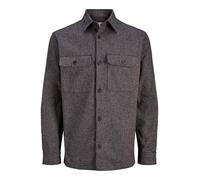JACK & JONES Jprrayle Melange Solid L/S Sn Overshirt, Noir, M Hommes