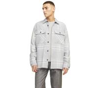 JACK & JONES Jprraymond Melange Check Overshirt Ls Sn Veste Chemise, Gris chiné-Coupe : Confortable, S Homme