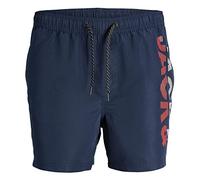 JACK & JONES Jpstfiji Jjswim Splicelogo LY Sn Short de Bain, Blazer Bleu Marine, s Hommes