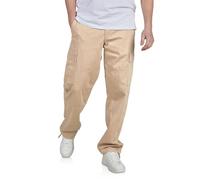 JACK & JONES JPSTKarl Thor Pantalon cargo stretch pour homme - Coupe ample - Avec poches - Noir, beige, vert - Tailles 30, 31, 32, 33, 34, 36, 38, Dune (12280782), 36W / 32L