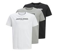 JACK & JONES Junior 3-Pack Harry Crew-Neck Short-Sleeves T-Shirts, Orchidée Blanche/Flyaway, 12 Ans Garçon