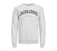 Jack & Jones Junior Jjecaleb Varsity Sweat-Shirt à col Rond Sn Mni pour garçon, Blanc chiné/Coupe : Ample, 128