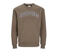 JACK&JONES JUNIOR Jjecaleb Varsity Sweat-Shirt à col Rond Sn Mni pour garçon, Canteen/Fit : Ample, 128