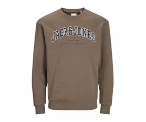 JACK&JONES JUNIOR Jjecaleb Varsity Sweat-Shirt à col Rond Sn Mni pour garçon, Canteen/Fit : Ample, 128