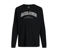 JACK&JONES JUNIOR Jjecaleb Varsity T-Shirt col Rond JNR Manches Longues, Noir/Coupe : Ample, 164 Garçon