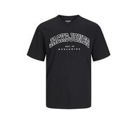 JACK&JONES JUNIOR JJECALEB Varsity Tee SS O-Neck SN JNR, T-Shirt Garçon, Black/Fit:Loose,