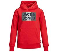 Jack & Jones Junior JJECORP Logo Sweat Hood Noos JR Capuche, True Red/Detail: Play, 176/ Garçon