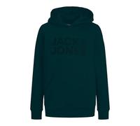 Jack&Jones Junior JJECORP Noos JNR Sweat à Capuche avec Logo, Deep Teal/Fit : Large Print/W. Bleu Sarcelle, 16 Ans